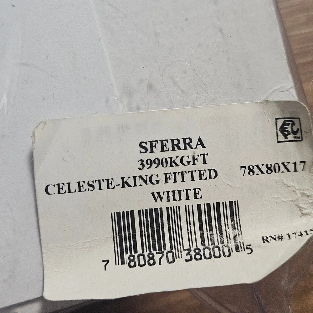 Sferra Celeste King Fitted Sheet 100% Cotton Percale Italy 78x80x17 White NWT